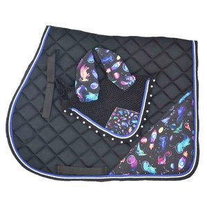 Ensemble de tapis de selle à imprimé vache assorti/ensemble de tapis de selle à Sublimation avec cordon noir doublure en bambou et polyester - Product Image 5