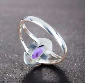 Vente en gros 925 bague en argent sterling massif taille marquise pierre précieuse améthyste naturelle bague en pierre à facettes pour les femmes idée cadeau - Product Image 2