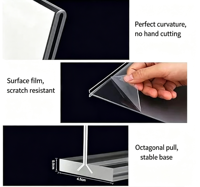 Support de signalisation en acrylique/PS transparent avec base robuste, présentoir de table pour menus, prospectus, documents, pour restaurant, bureau, magasin, mariage