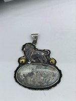 Pendentif artisanal en argent sterling 925 avec turquoise, motif animal (Aigle, Loup, Lion), pierre naturelle, collier moderne, chaîne de 65 cm, ensemble de 5 cm