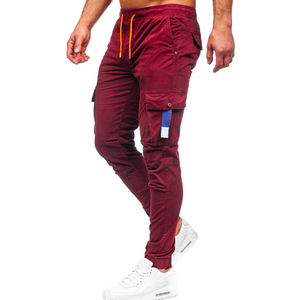 Pantalones de chándal para correr de algodón 100% para hombre, pantalones de gimnasio informales con bolsillos Cargo, ropa de descanso de lavado oscuro para uso diario - Product Image 4