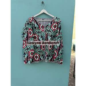 Chaqueta de invierno unisex transpirable con estampado floral de algodón puro indio - Product Image 1