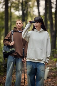 Sweat à capuche surdimensionné et pantalon de survêtement à épaules tombantes de couleur unie pantalon de jogging en toile décontracté avec sweat-shirt blanc - Product Image 3