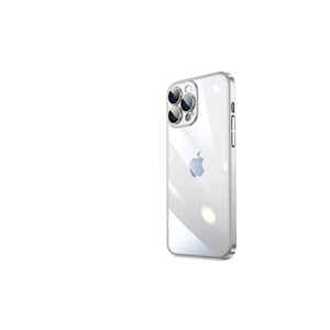 Étui rigide en PC avec cadre argenté de luxe pour iPhone 13 Pro 14 Plus XR - Coque arrière protectrice antichoc avec diamants - Product Image 1