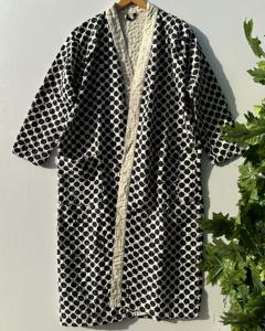 Venta caliente nueva chaqueta Kantha de lunares hecha a mano para mujer abrigo de invierno acolchado de manga larga bordado de relleno de algodón transpirable - Product Image 5