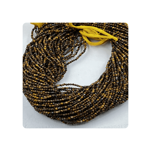 Cuentas Redondas Facetadas de Ojo de Tigre Natural de Alta Calidad, Color Amarillo, Tamaño de 2 mm a 2,5 mm, Hilo de 13 Pulgadas para la Fabricación de Joyas - Product Image 2