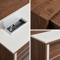 Meubles de bureau exécutifs en forme de L SYA01-26, noyer foncé, gris anthracite, bureau de direction, armoire de rangement intégrée