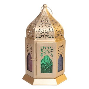 <b>Moroccan</b> Style Hanging Lantern Gold Metal with Fancy Design for Home <b>Decor</b> Weddings Christmas Valentine's Day Parties Made Iron - Product Image 1