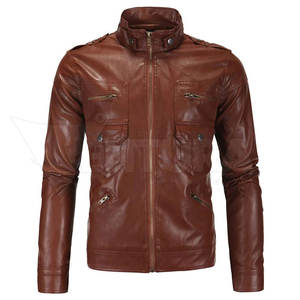 Chaqueta Casual de Invierno para Hombre, Cortavientos Transpirable, Ligera, de Lona y Cuero, Cuello Mao, Estilo Urbano, Servicio OEM - Product Image 1