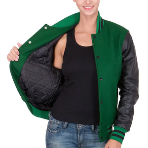 Chaqueta de mangas de cuero de béisbol Diseño Premium Letterman Bomber School Collage Lana y chaqueta universitaria de moda genuina - Product Image 3