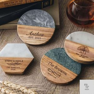 Posavasos de Madera de Mármol Premium, Duradero, 400 mm de Diámetro, 10 mm de Grosor, para Regalos de Lujo, Temporadas Festivas, Celebraciones en el Hogar - Product Image 3