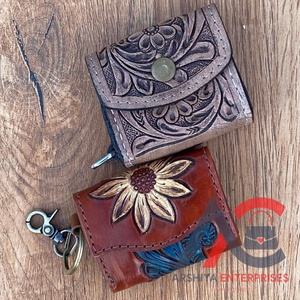 <b>Engraved</b> Leather Air Pod Cases Stylish Personalized Travel Earphone Cases <b>Tooled</b> Cowhide Genuine Leather Protective Air Pod Case - Product Image 1