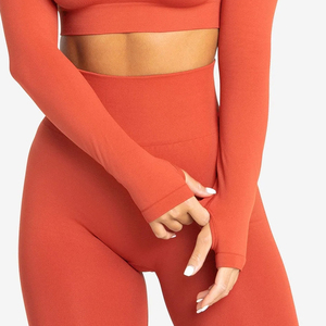 Camisetas de secado rápido para entrenamiento de yoga deportivo de manga larga para mujer, camisetas recortadas orientadas a la exportación de buena calidad, proveedor de BD - Product Image 3