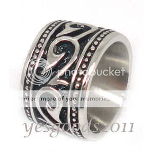 Anello da Biker Vintage in Acciaio Inossidabile Argento 14MM, Anello alla Moda Disponibile nelle Taglie 8-13 SR69 - Product Image 1