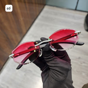 Moda VVS Moissanite Diamond Lente antirreflectante Gafas de sol Rojas Unisex Hip Hop Lujo - Product Image 2