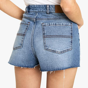 Último diseño MOQ bajo personalizado Denim lavado Mini Shorts personalizado verano Streetwear Vintage diseño de las mujeres de algodón pantalones cortos de mezclilla - Product Image 2