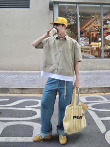 เสื้อลายสก๊อตแขนสั้น NH50บ็อกซี่ทำจากผ้าฝ้ายเนื้อนุ่มระบายอากาศได้ดีเนื้อเรียบลื่นและซึมซับเหงื่อได้ดีสำหรับชุดลำลอง - Product Image 4