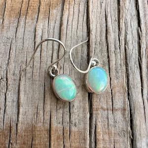 925 solide en argent Sterling à la main pierres précieuses opale Spinner boucles d'oreilles filles mode femmes balancent 925 timbre argent classique bijoux - Product Image 2