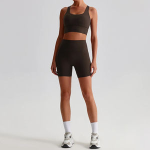 Conjunto de Yoga de dos piezas de alta calidad OEM para mujer, logotipo personalizado, estampado sólido, equipo deportivo transpirable, cordón de talla grande - Product Image 4