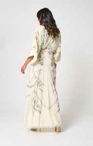 Robe de soirée maxi à manches évasées avec perles, effet antistatique, robe emballée, sexy pour femmes - Product Image 2