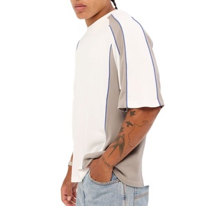 Streetwear Panel Pattern Baggy Plus Size <b>Down</b> Shoulder Loose Fit T-Shirt Plain Dyed Knitted Fabric 100% Cotton Jersey - Product Image 4