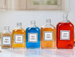 Bouteilles de jus de vodka <span class=keywords><strong>Gin</strong></span> Whisky en verre transparent en stock d'usine Mini 375ml 500ml 700ml 750ml Décalcomanie Capacité de 100ml Emballage de sirop d'<span class=keywords><strong>érable</strong></span> - Product Image 3