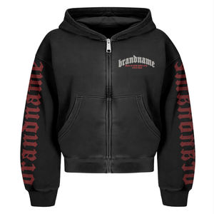 เสื้อฮู้ดซิปผู้ชายผ้าฝรั่งเศสเทอร์รี่คอตตอน 100% รุ่นวินเทจลายฟอกสี ปี 2026 พิมพ์ลายดิจิทัล 3 มิติ พร้อมโลโก้แบบกำหนดเอง - Product Image 3