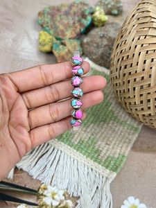 Brazalete de Plata de Ley Hecho a Mano con Turquesa Algodón de Azúcar, Joyería Bohemia, Regalo para Ella, Estilo Elegante - Product Image 3