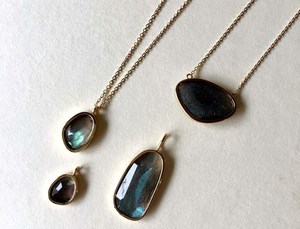 Bonito collar con colgante de labradorita de 10-20mm aproximadamente, cadena de eslabones de piedra con forma elegante, joyería de 22 pulgadas 925 para regalo de aniversario - Product Image 1