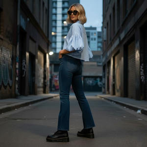 Camisa corta de lino para mujer, estilo manga obispo - Product Image 3