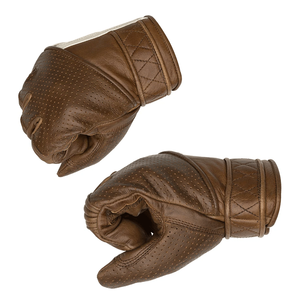 Tan acolchado Cafe Racer polar forrado de cuero encerado guantes de moto motocicleta Auto Racing Wear guantes de cuero genuino para hombres - Product Image 4
