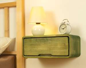 Mesita de noche flotante de madera maciza ecológica hecha a mano con cajón de almacenamiento diseño moderno para uso en el dormitorio del hogar - Product Image 5