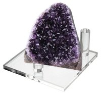 Support de pierre de roche acrylique transparent Agate de plexiglas petit présentoir à collectionner présentoirs fossiles de géode minérale avec 3 chevilles