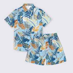 Summer <b>Men's</b> Breathable 100% Cotton Two-Piece Set with Shirt Shorts & <b>Panties</b>-Street Style - Product Image 3