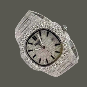 Reloj con calendario mecánico con esfera romana de acero inoxidable automático de lujo Moissanite Diamond Totalmente helado marca de moda - Product Image 2