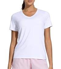 T-shirt uni pour femmes avec un matériau doux et léger, parfait pour un usage décontracté, col rond, manches courtes, adapté à la mode estivale - Product Image 3