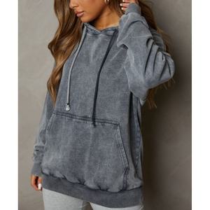 Sweat-shirt à capuche vintage délavé pour femme 400GSM, style streetwear décontracté, fabrication OEM, marque privée - Product Image 4