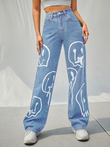 Pantalones vaqueros personalizados de talla grande para mujer 100% vaqueros modernos de alta calidad con diseño liso - Product Image 5
