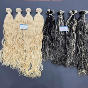 Extensions de cheveux humains vierges vietnamiens de qualité supérieure, ondulés naturels blonds 613, tissage à la machine, vente en gros de mèches de cheveux vierges - Product Image 5