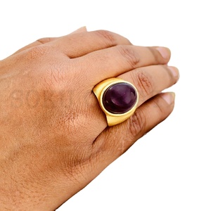 Bijoux plaqué or pour femme faits à la main pierre précieuse réglable bague élégante bague pour fille dernier design simple - Product Image 3