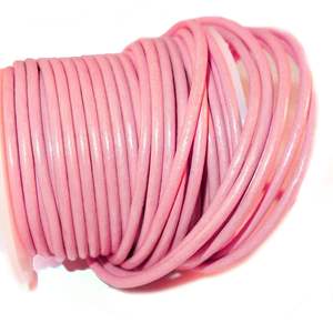 Cuir indien 3.0mm Cordons ronds en cuir pour bijoux et artisanat Cuir véritable 20 mètres de couleur (Baby Pink 3.0) Vente chaude - Product Image 3