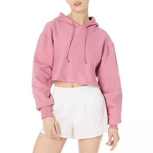Sudaderas con capucha recortadas de manga larga de algodón 100% para mujer con logotipo personalizado Sudaderas de invierno al por mayor - Product Image 1