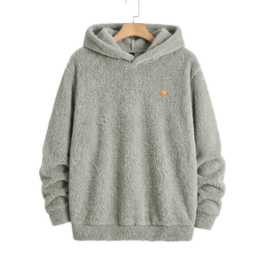 Sweat à capuche en polaire sherpa tricoté pour homme, pull uni doux et chaud, idéal pour l'hiver, décontracté, à manches longues, confortable et coupe-vent - Product Image 1