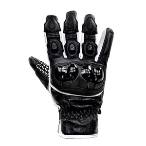 ถุงมือมอเตอร์ไซด์ผู้ชายสีขาว/ดำหนังแพะแท้กันน้ำชุดกีฬารถจักรยานยนต์ชุดแข่งรถ - Product Image 1