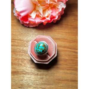 Darrin Livingston <b>Adjustable</b> Stainless Steel <b>Ring</b> Kingman Turquoise Sterling Silver Bezel Set Gift for Size 8.5 Inlay Technology - Product Image 3