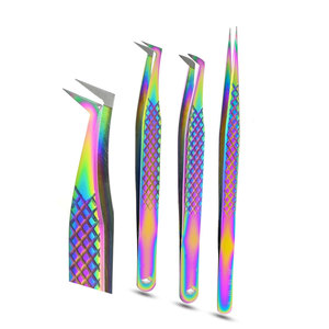 Pince à épiler de volume 45 75 90 degrés Fiber Tip cils en plastique argenté en acier inoxydable pince à épiler de haute qualité - Product Image 1