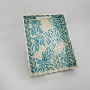 Juego de Bandeja Decorativa con Incrustaciones de Nácar de la Mejor Calidad para Decoración del Hogar, Mubkhar Árabe, Bandeja para Servir Alimentos con Incrustaciones de Nácar de la India - Product Image 5