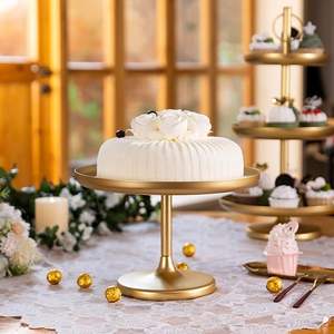 Présentoir à gâteaux minimaliste Support doré Présentoir de nourriture d'hôtel personnalisé Dessert de style haut de gamme de luxe de haute qualité - Product Image 2