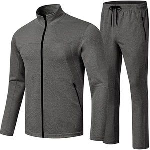 Survêtement 100% coton personnalisé 2 pièces ensemble vêtements de sport en polaire pour hommes échauffement entraînement jogging costumes blanc décontracté survêtement pour hommes - Product Image 2