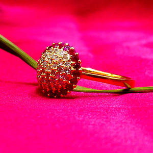 Lujo 14K oro rubí piedras preciosas anillo elegante clásico de moda anillo de dedo de diamante para bodas y fiestas - Product Image 4